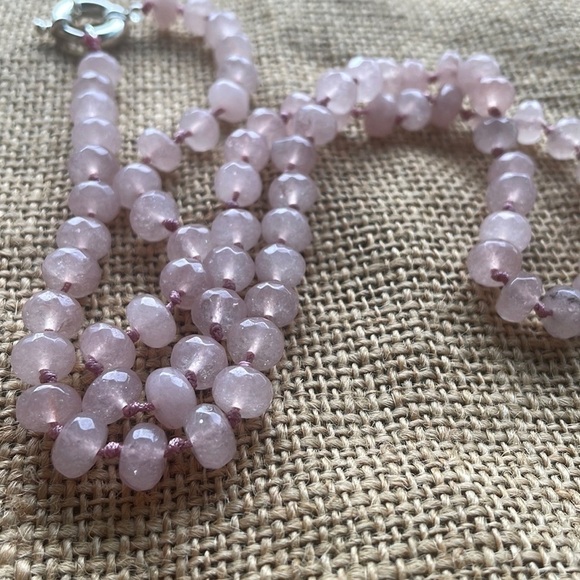 Pink Rose Quartz Stone 8mm Necklace Knotted New Handmade 2022 In style Beads - Picture 9 of 13